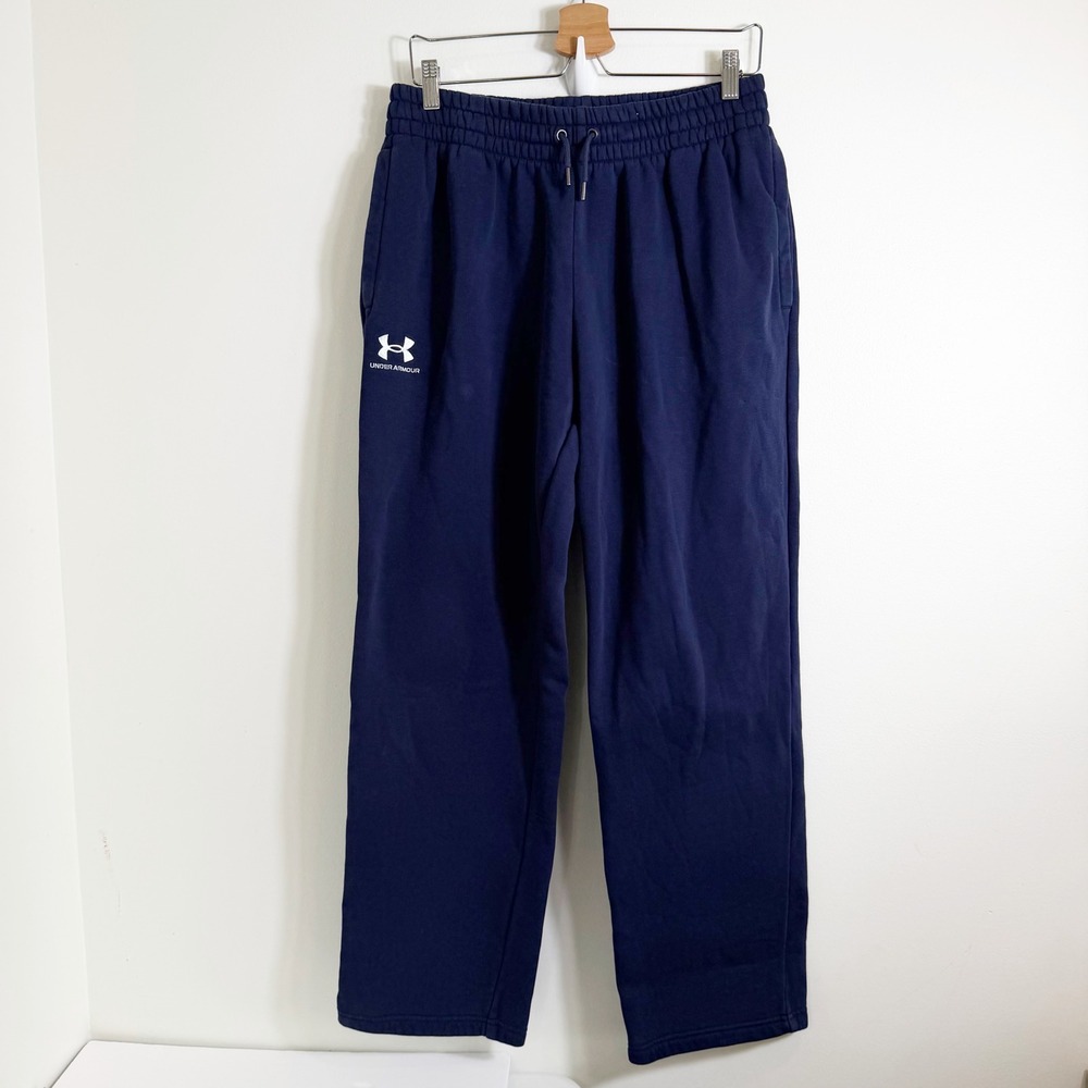 Under Armour Icon Fleece Sweatpants Men Large Navy Blue Straight Leg